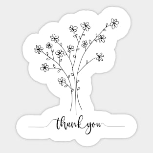 Thank you! Floral Line Art Sticker